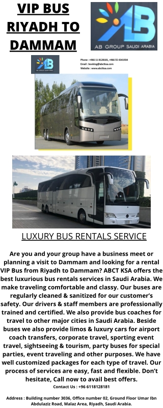 VIP BUS RIYADH TO DAMMAM