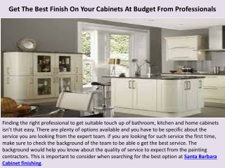 Get The Best Finish On Your Cabinets At Budget From Professionals