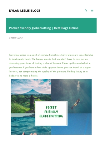 Pocket friendly globetrotting | Best Bags Online