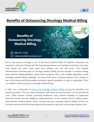 Benefits of Outsourcing Oncology Medical Billing