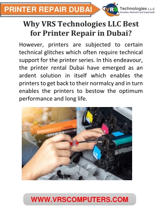 Why VRS Technologies LLC Best for Printer Repair in Dubai