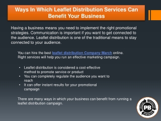 Ways In Which Leaflet Distribution Services Can Benefit Your Business