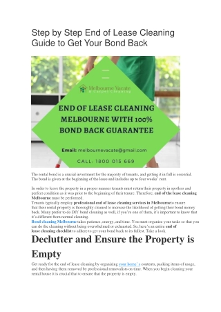 Step by Step End of Lease Cleaning Guide to Get Your Bond Back