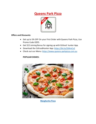 5% Off - Queens Park Pizza Maroubra Restaurant Menu. NSW