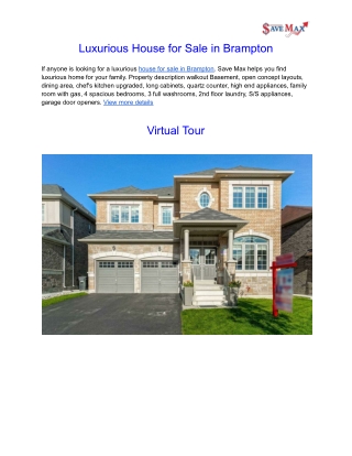 Luxurious house for sale in brampton