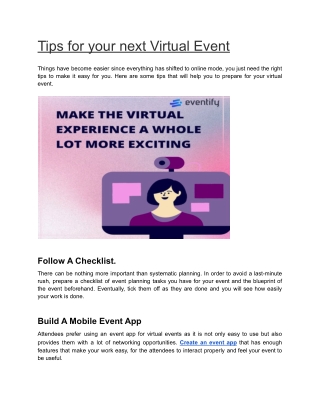 Tips for your next Virtual Event