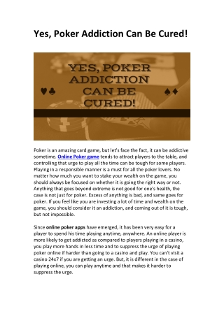 can you treat poker addiction