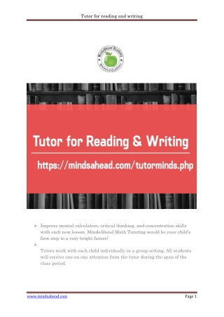 Tutor for reading and writing