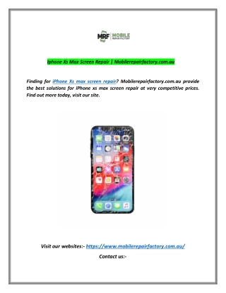 Iphone Xs Max Screen Repair | Mobilerepairfactory.com.au