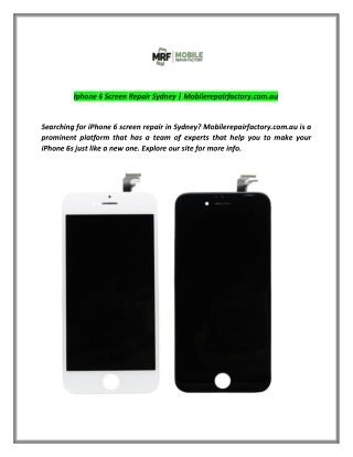Iphone 6 Screen Repair Sydney | Mobilerepairfactory.com.au