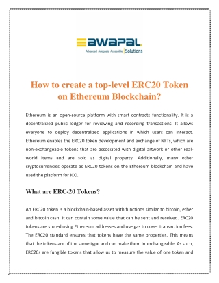 How to create a top-level ERC20 Token on Ethereum Blockchain?