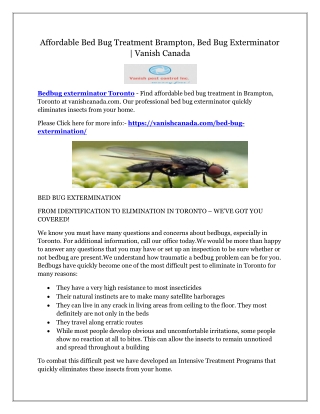 Bedbug exterminator Toronto