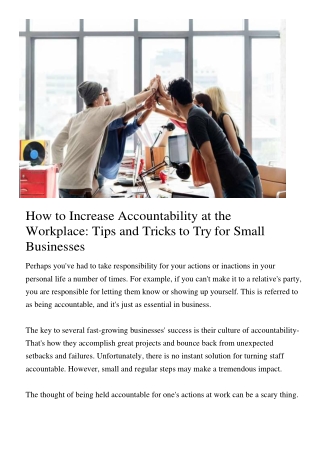 How to Increase Accountability at the Workplace: Tips for Small Business