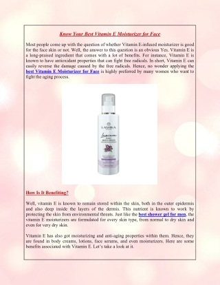Know Your Best Vitamin E Moisturizer for Face