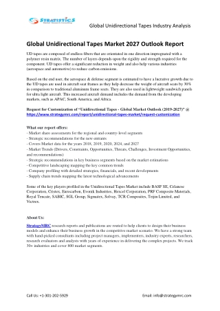 Global Unidirectional Tapes Market Overview Analysis and Growth