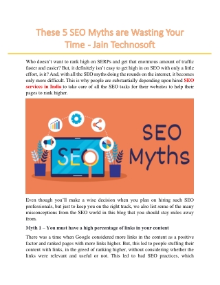 These 5 SEO Myths are Wasting Your Time  - Jain Technosoft