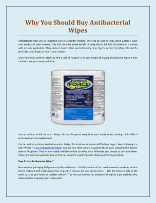 Why You Should Buy Antibacterial Wipes