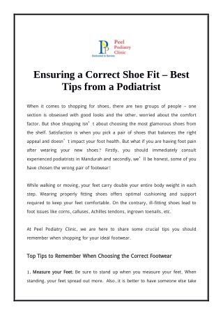 Ensuring a Correct Shoe Fit – Best Tips from a Podiatrist