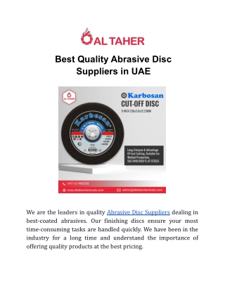 Best Quality Abrasive Disc Suppliers in UAE