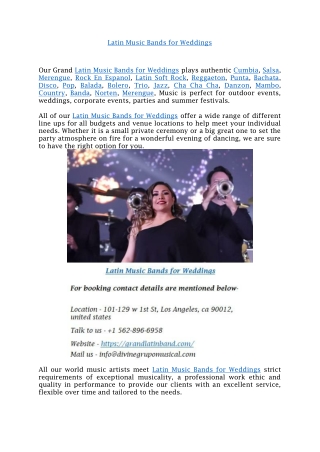 Latin Music Bands for Weddings