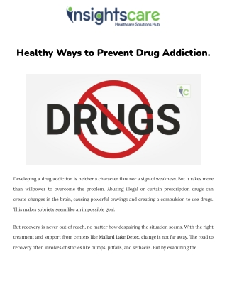 Healthy Ways to Prevent Drug Addiction.