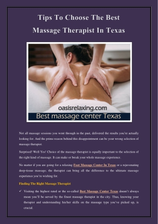 Best massage center Texas