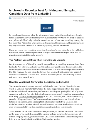 Is LinkedIn Recruiter best for Hiring and Scraping Candidate Data