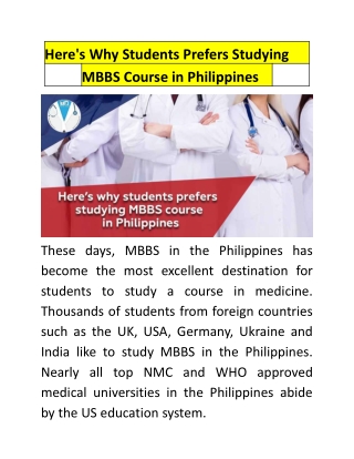 MBBS Course in Philippines