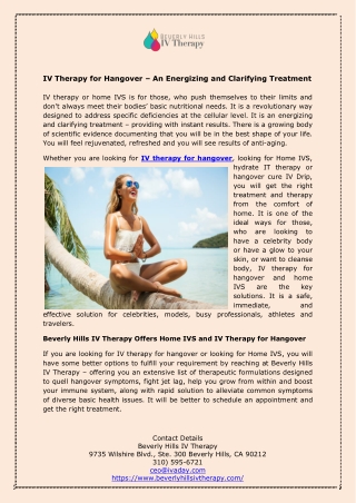 IV Therapy for Hangover – An Energizing and Clarifying Treatment