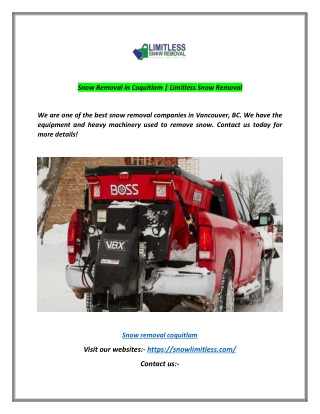 Snow Removal in Coquitlam | Limitless Snow Removal