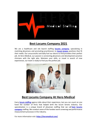 Best Locums Company At Hero Medical