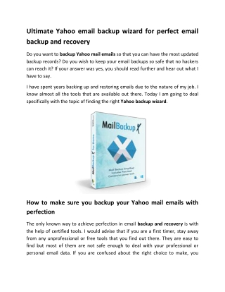 Yahoo Backup Wizard Tool