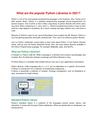 What are the popular Python Libraries in 2021