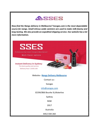 Nangs Delivery Melbourne Ssesgas.com