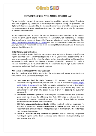 Surviving the Digital Pivot Reasons to Choose SEO