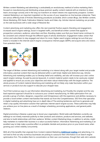 The main advantages of Articles Internet marketing