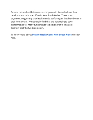 Private Health Cover New South Wales