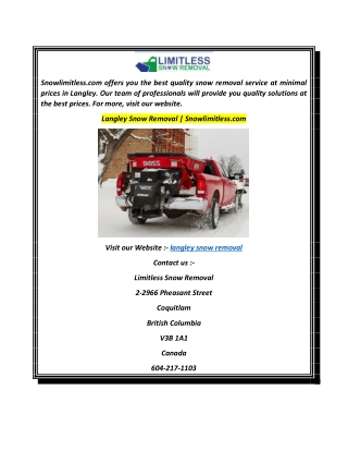 Langley Snow Removal  Snowlimitless.com