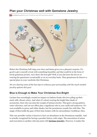 Plan your Christmas well with Gemstone Jewelry