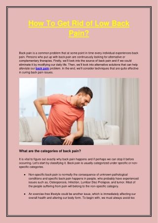How To Get Rid of Low Back Pain