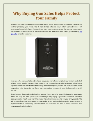Why Buying Gun Safes Helps Protect Your Family