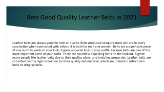 Best Good Quality Leather Belts In 2021