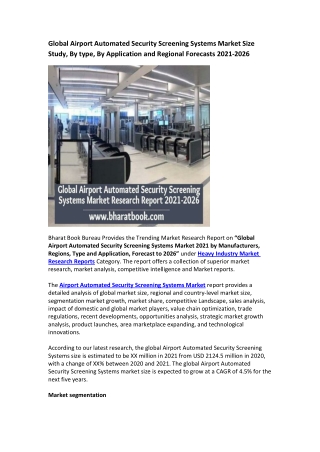 Global Airport Automated Security Screening Systems Market Research Report 2021-2026