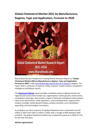 Global Cholesterol Market Research Report 2021-2026