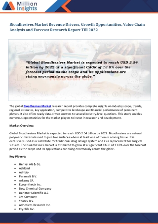 Bioadhesives Market