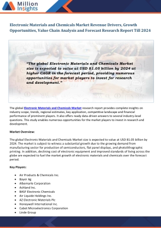 Electronic Materials and Chemicals Market