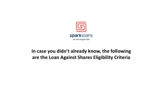 In case you didn't already know, the following are the Loan Against Shares Eligibility Criteria
