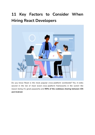 11 Key Factors to Consider When Hiring React Developers