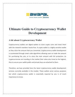 Ultimate Guide to Cryptocurrency Wallet Development