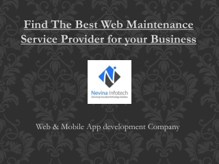 Find The Best Web Maintenance Service Provider for your Business